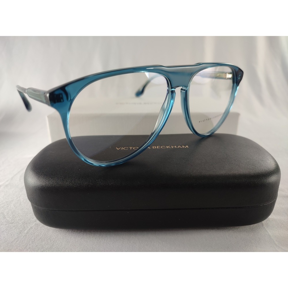 Victoria Beckham VB2602 320 Teal Crystal Oversized Aviator Eyeglass Frames 58-13